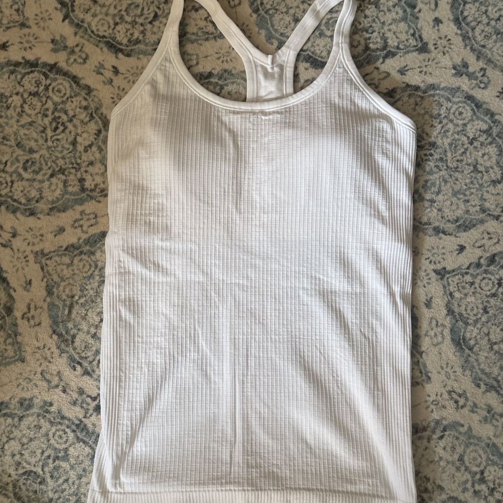 lululemon athletica White Ribbed Racerback Tank